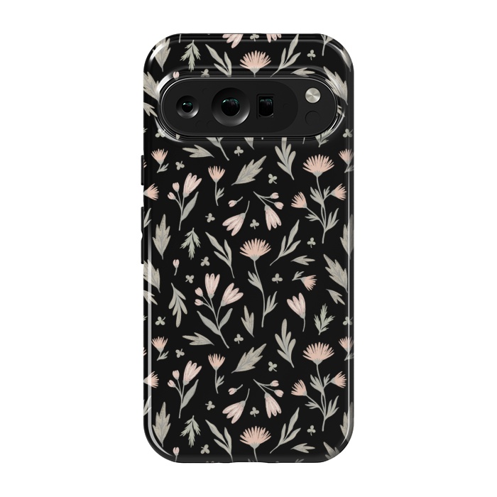 Pixel 9 pro StrongFit delicate flowers on a black by Alena Ganzhela