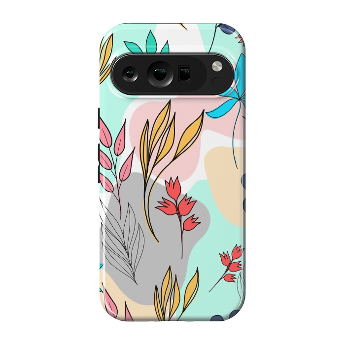 Pixel 9 pro StrongFit Trendy colorful leaves hand drawn cute illustration by InovArts