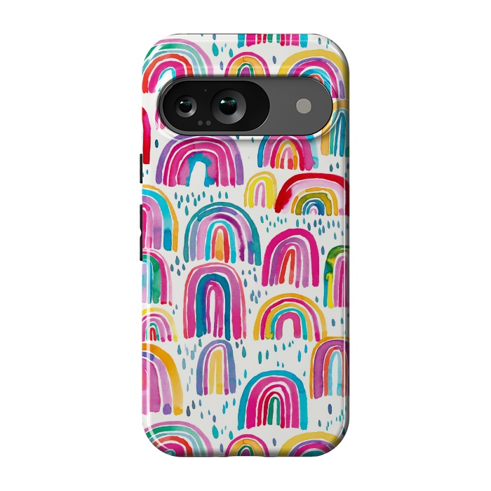 Pixel 9 StrongFit Cute Watercolor Rainbows by Ninola Design