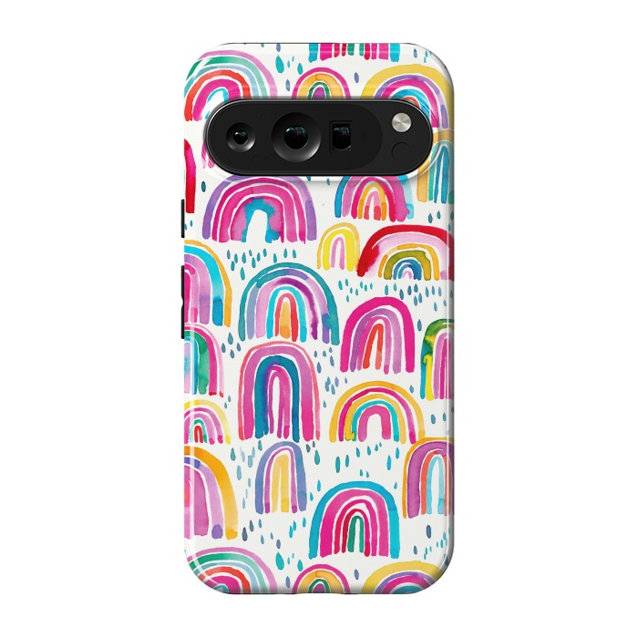 Pixel 9 pro StrongFit Cute Watercolor Rainbows by Ninola Design