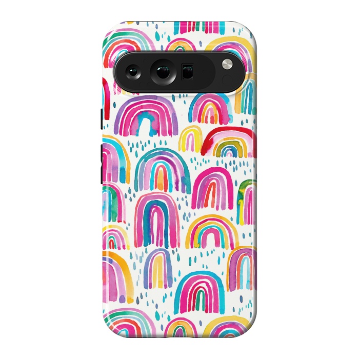 Pixel 9 Pro XL StrongFit Cute Watercolor Rainbows by Ninola Design