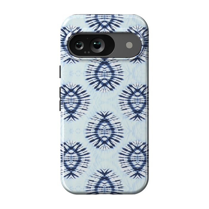 Pixel 9 StrongFit Blue indigo tie dye spots by Oana 