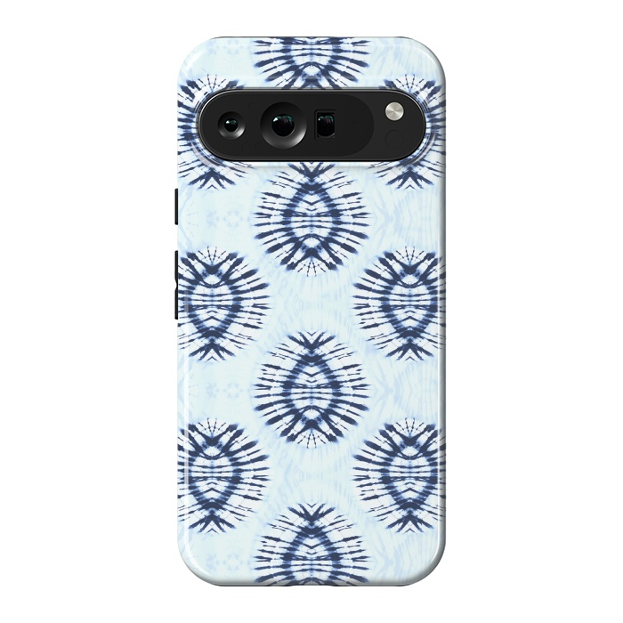 Pixel 9 Pro XL StrongFit Blue indigo tie dye spots by Oana 