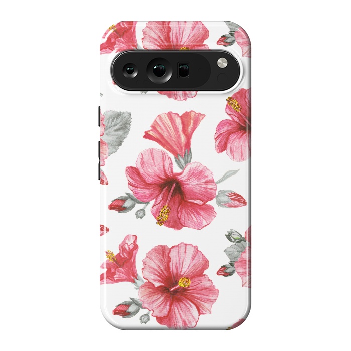 Pixel 9 Pro XL StrongFit Watercolor hibiscus flowers by Oana 