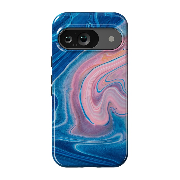 Pixel 9 StrongFit Blue Acrylic Pour Color Liquid Marble by ArtsCase