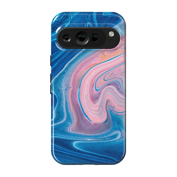 Pixel 9 pro StrongFit Blue Acrylic Pour Color Liquid Marble by ArtsCase