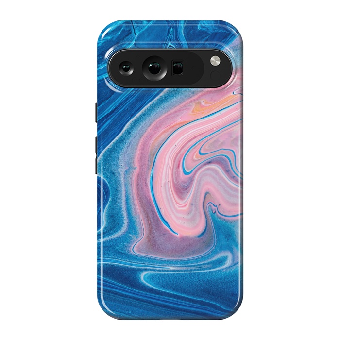 Pixel 9 Pro XL StrongFit Blue Acrylic Pour Color Liquid Marble by ArtsCase