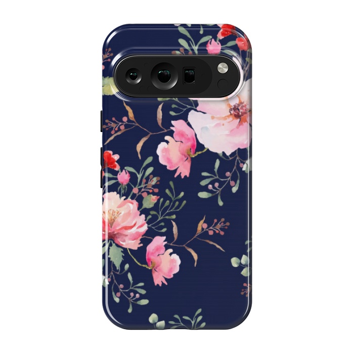 Pixel 9 pro StrongFit blue pink floral pattern 4 by MALLIKA