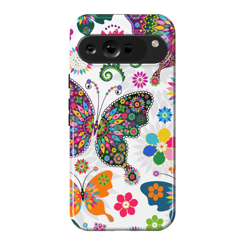 Pixel 9 Pro XL StrongFit Cute Butterflies and Flowers in Different Colors by ArtsCase