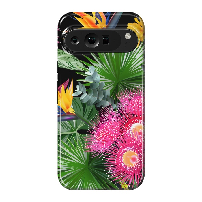 Pixel 9 Pro XL StrongFit Tropical Flowers and Leaves, Seamless Pattern by ArtsCase