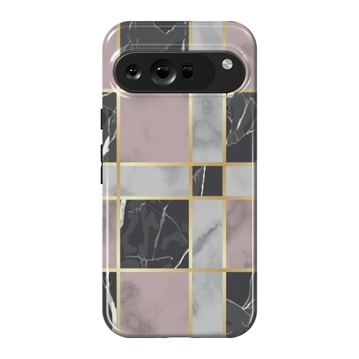 Pixel 9 Pro XL StrongFit Marble Repeat Marbling Surface with Gold by ArtsCase