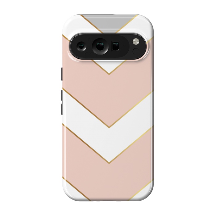 Pixel 9 pro StrongFit Marble with Geometric Design Golden I by ArtsCase