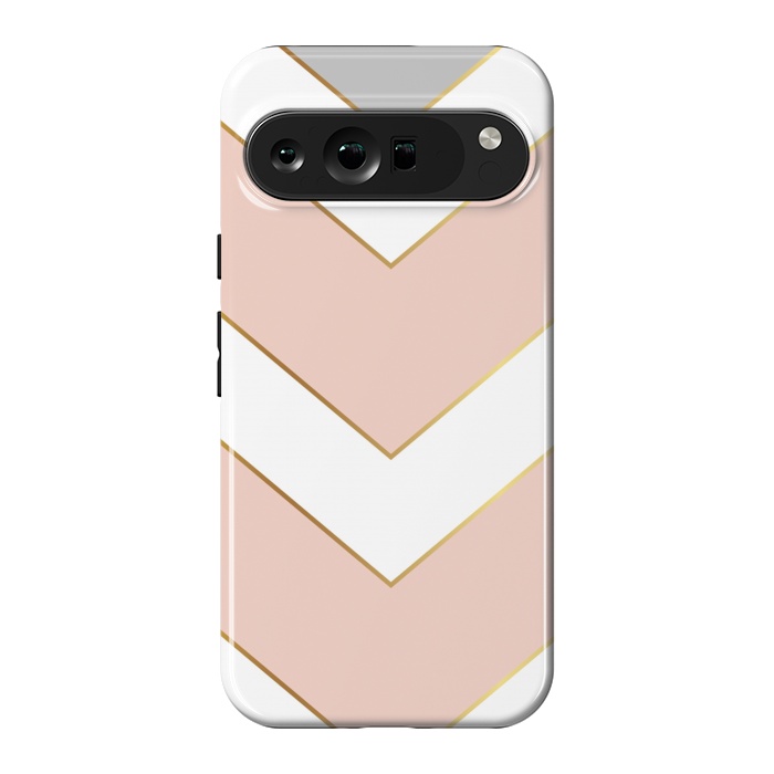 Pixel 9 Pro XL StrongFit Marble with Geometric Design Golden I by ArtsCase