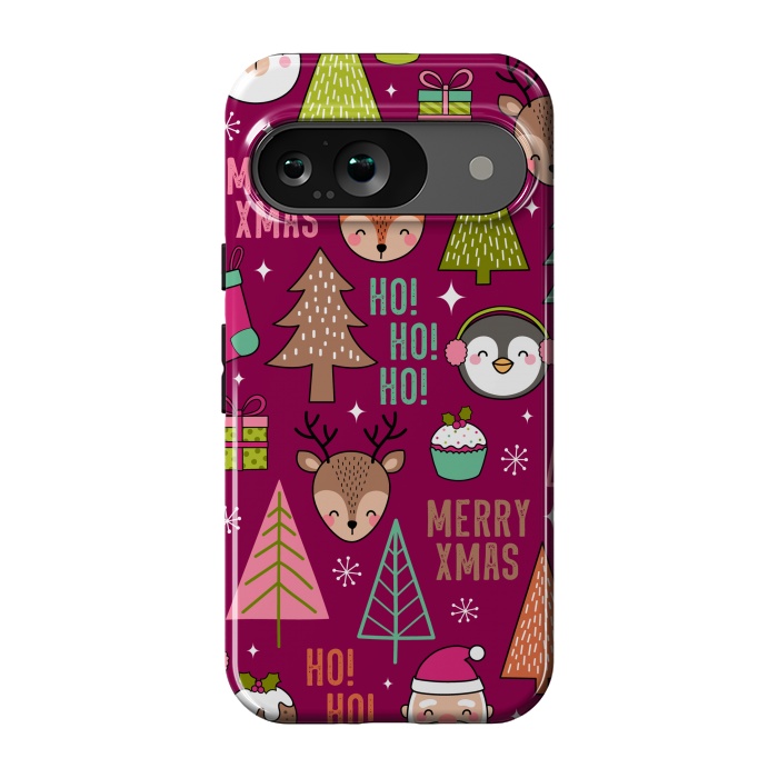 Pixel 9 StrongFit Pine Trees and Christmas Elements Seamless Pattern by ArtsCase