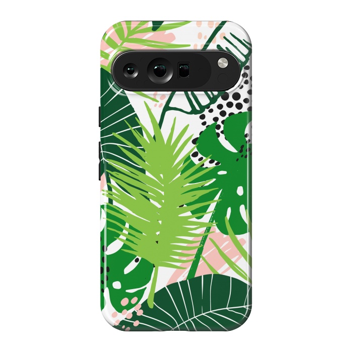 Pixel 9 Pro XL StrongFit Seamless Exotic Pattern with Green Tropical Leaves by ArtsCase