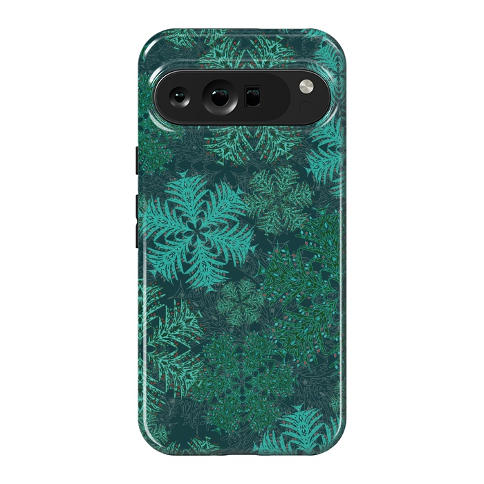 Pixel 9 Pro XL StrongFit Xmas Snowflakes Teal by Lotti Brown