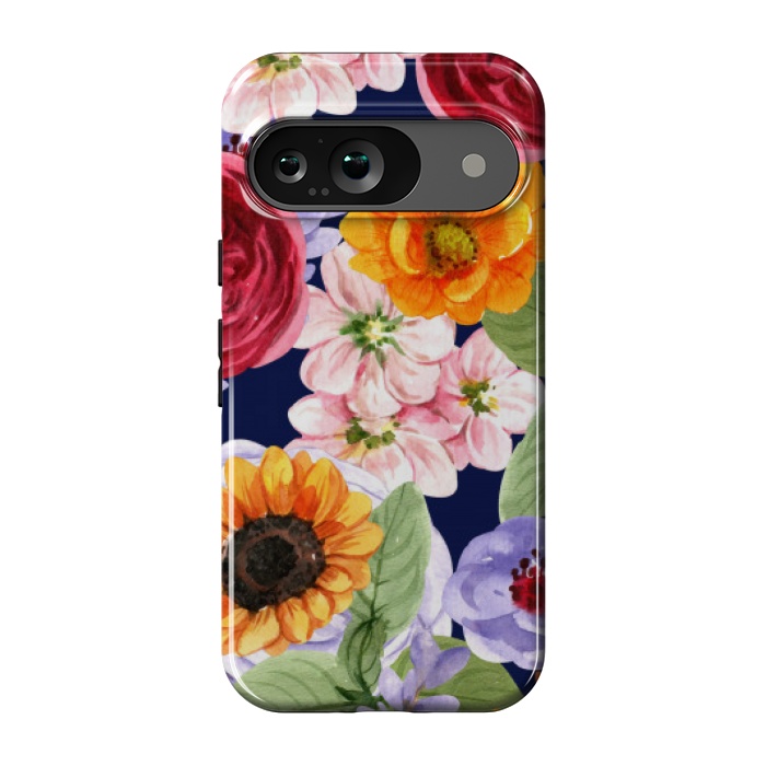 Pixel 9 StrongFit ORANGE PINK FLORAL PATTERN by MALLIKA