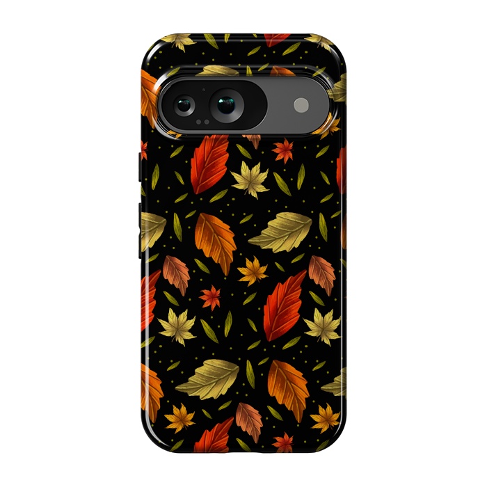 Pixel 9 StrongFit METALLIC AUTUMN LEAVES PATTERN by MALLIKA