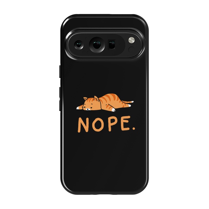 Pixel 9 pro StrongFit Nope Lazy Cat Caramel  by Vó Maria