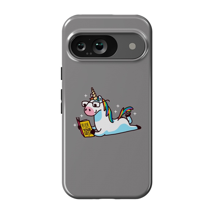 Pixel 9 StrongFit Unicorn Reading Book Believe in Yourself Floor by Vó Maria