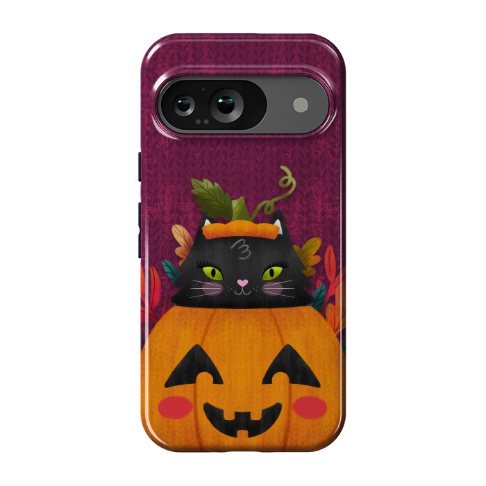 Pixel 9 StrongFit Pumpkin Kitty Peekaboo by Noonday Design