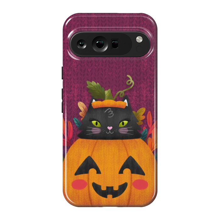 Pixel 9 Pro XL StrongFit Pumpkin Kitty Peekaboo by Noonday Design