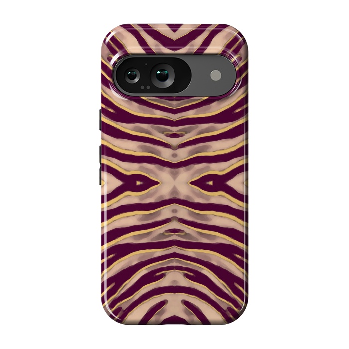 Pixel 9 StrongFit Tan brown tiger stripes print by Oana 