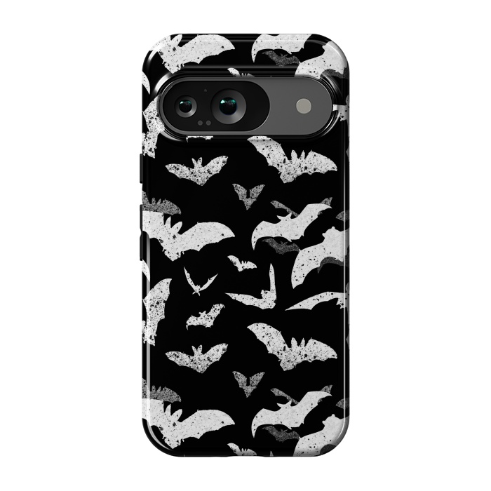 Pixel 9 StrongFit Splattered flying bats Halloween pattern by Oana 