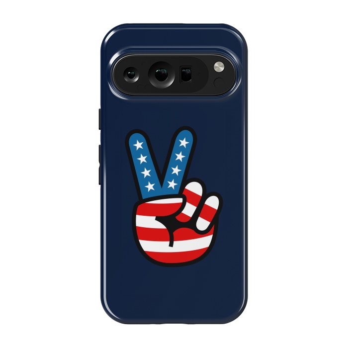 Pixel 9 pro StrongFit Peace Love Hand USA Flag Vintage Solid 3 by Vó Maria