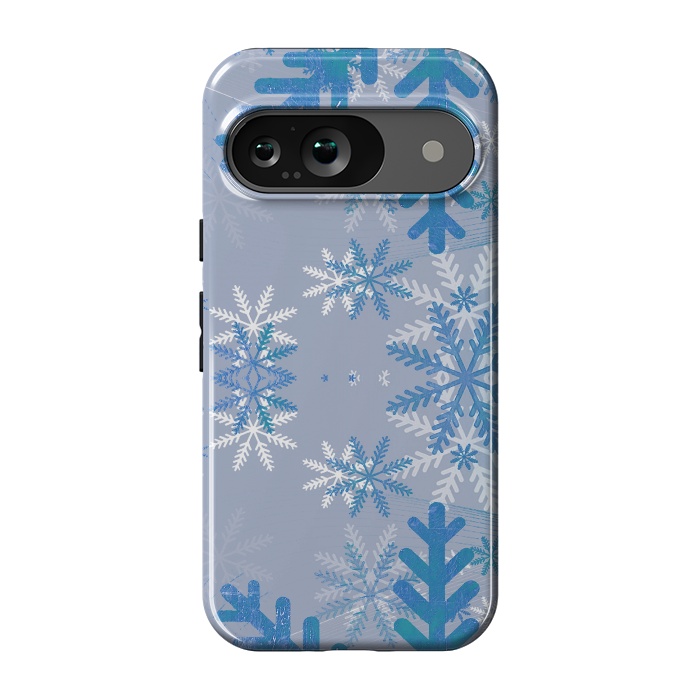 Pixel 9 StrongFit Baby blue snowflakes Christmas pattern by Oana 