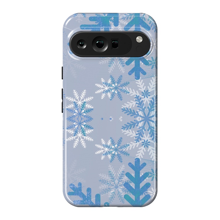 Pixel 9 Pro XL StrongFit Baby blue snowflakes Christmas pattern by Oana 