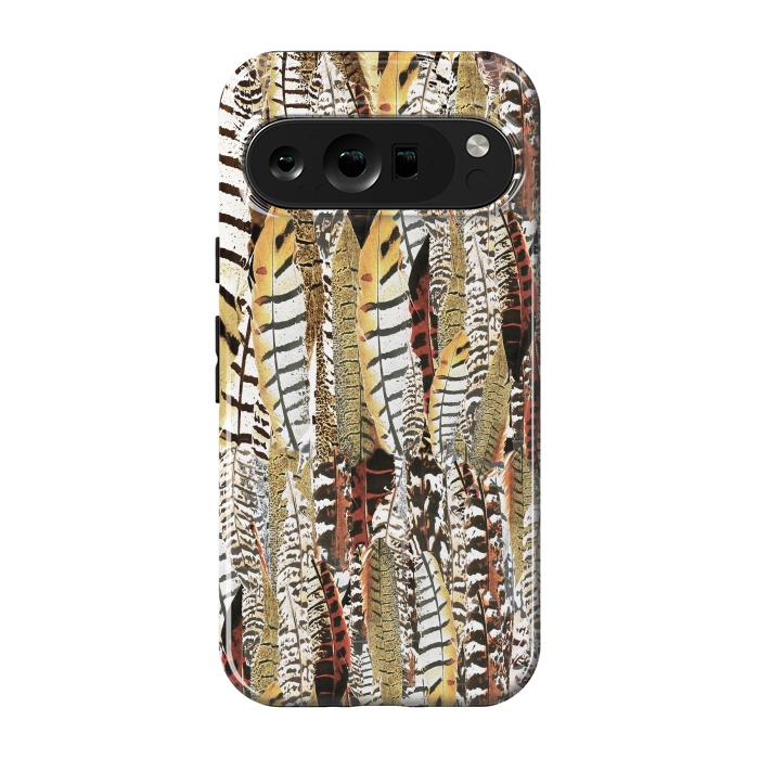 Pixel 9 pro StrongFit Brown feathers vintage pattern by Oana 