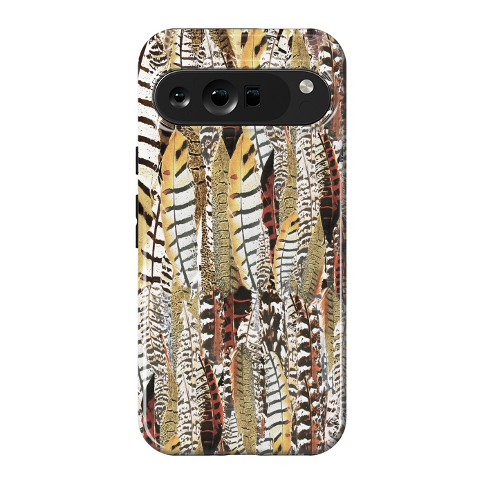 Pixel 9 Pro XL StrongFit Brown feathers vintage pattern by Oana 