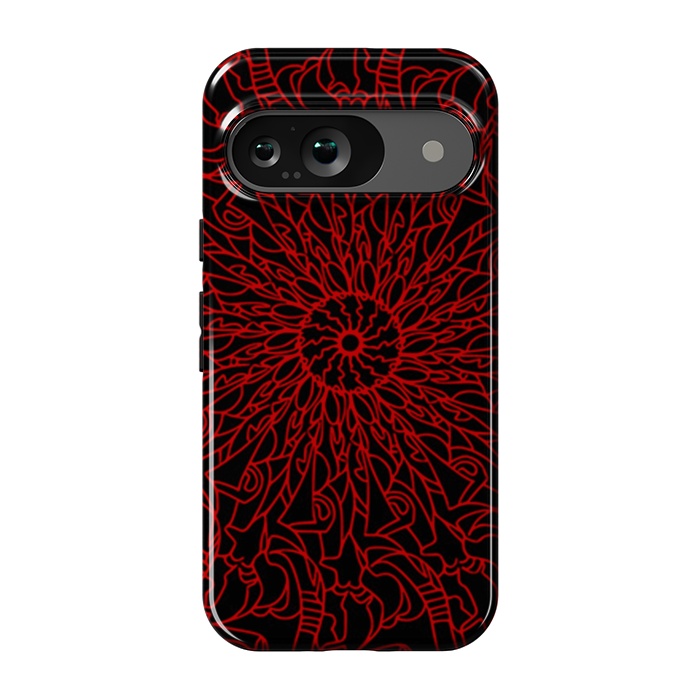 Pixel 9 StrongFit Red Mandala intricate pattern by Josie