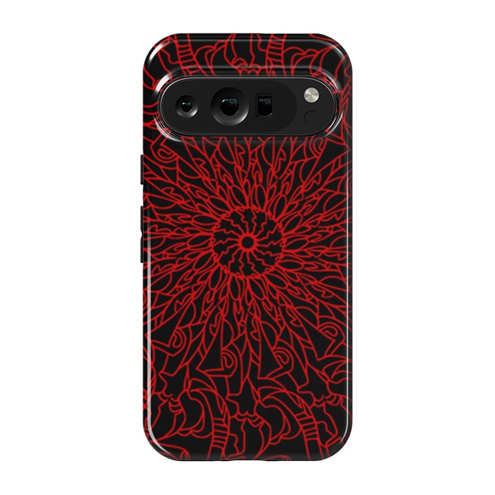 Pixel 9 pro StrongFit Red Mandala intricate pattern by Josie