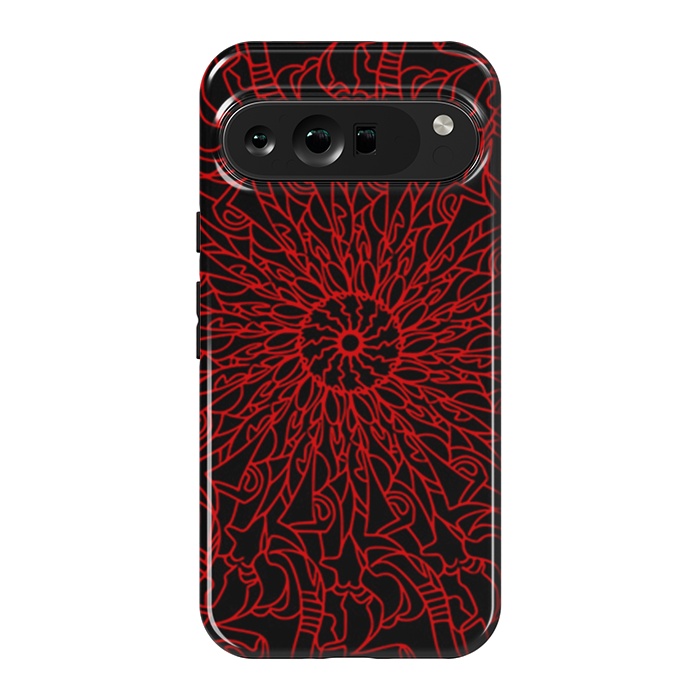 Pixel 9 Pro XL StrongFit Red Mandala intricate pattern by Josie