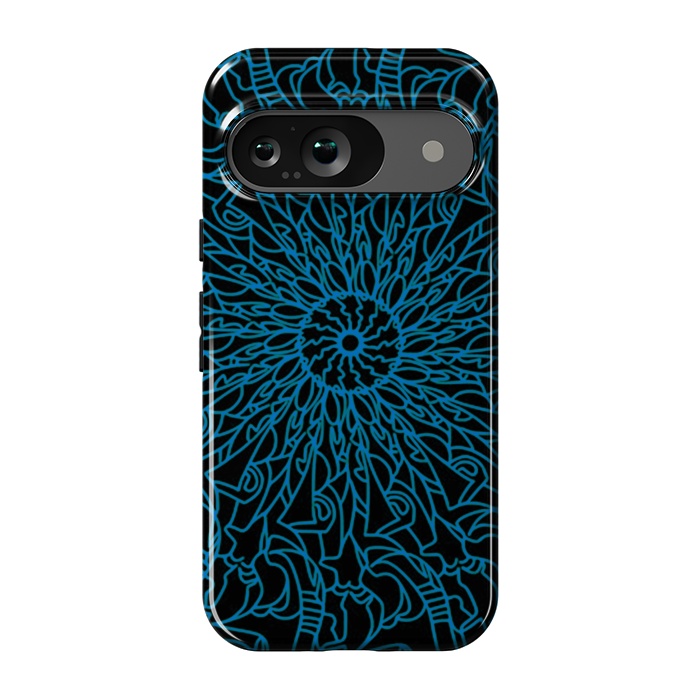 Pixel 9 StrongFit Blue intricate pattern floral mandala geometry by Josie