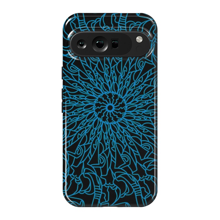 Pixel 9 Pro XL StrongFit Blue intricate pattern floral mandala geometry by Josie