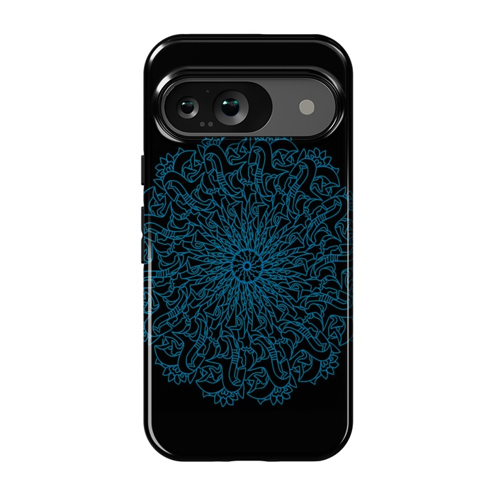 Pixel 9 StrongFit Blue floral mandalas by Josie