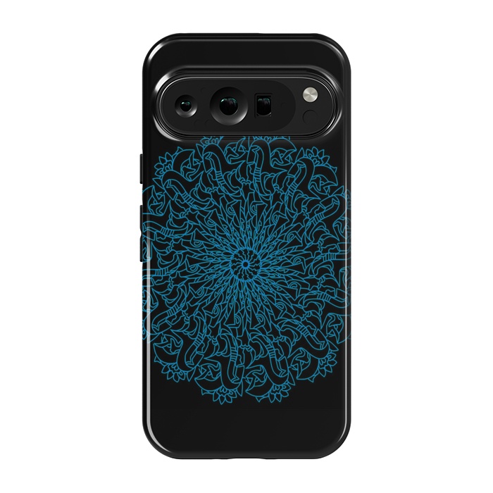 Pixel 9 pro StrongFit Blue floral mandalas by Josie