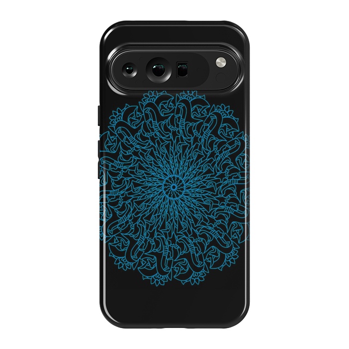 Pixel 9 Pro XL StrongFit Blue floral mandalas by Josie