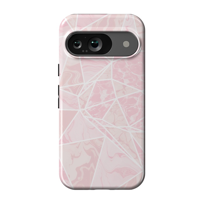 Pixel 9 StrongFit Pastel candy pink marble by Oana 