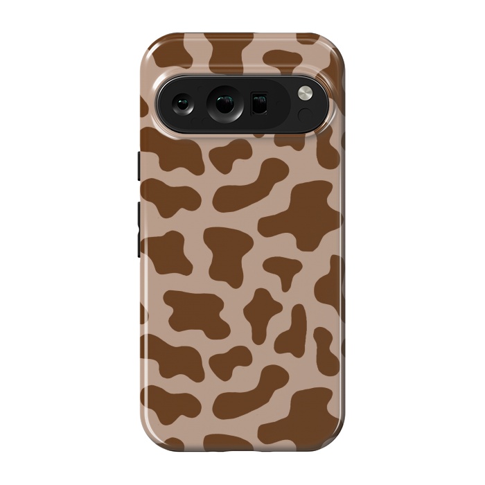 Pixel 9 pro StrongFit Chocolate Milk Brown Cow Print by Julie Erin Designs