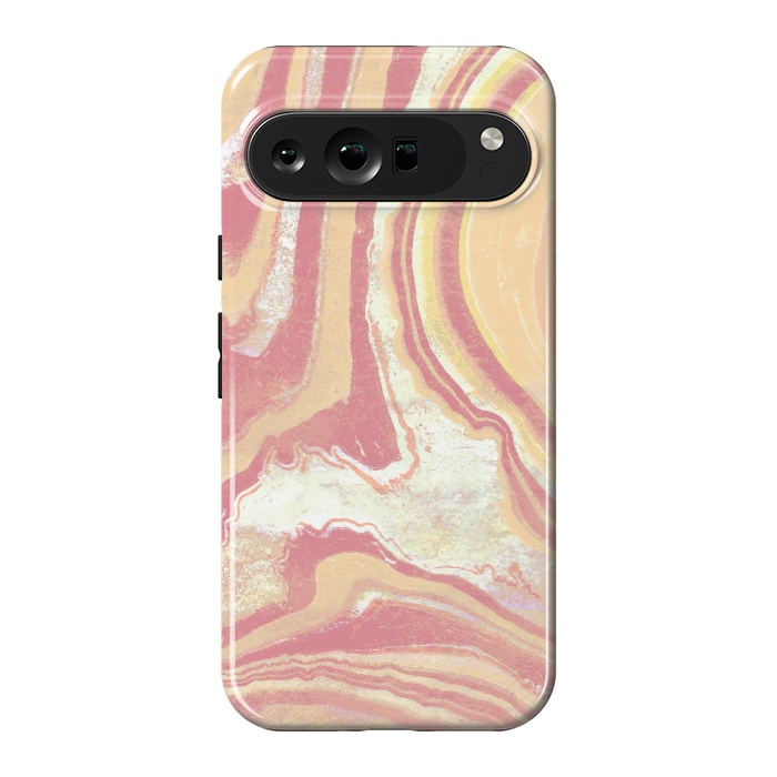 Pixel 9 Pro XL StrongFit Solar terracotta yellow marble art by Oana 