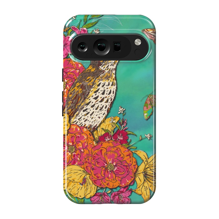 Pixel 9 pro StrongFit Floral Songthrush by Lotti Brown