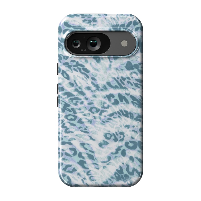 Pixel 9 StrongFit Baby blue brushed leopard print and tiger stripes by Oana 