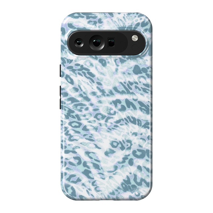 Pixel 9 Pro XL StrongFit Baby blue brushed leopard print and tiger stripes by Oana 