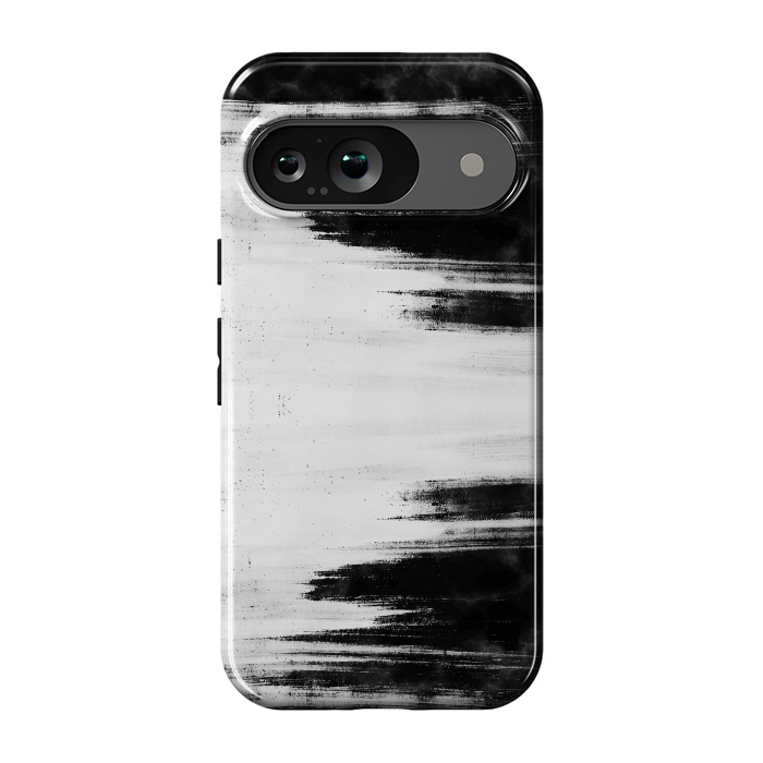 Pixel 9 StrongFit Black and white brushed marble by Oana 