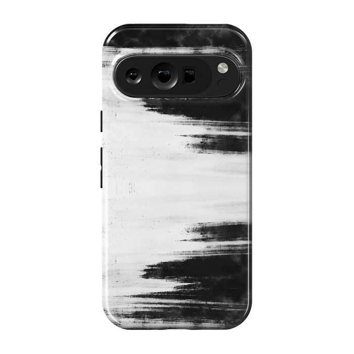 Pixel 9 pro StrongFit Black and white brushed marble by Oana 