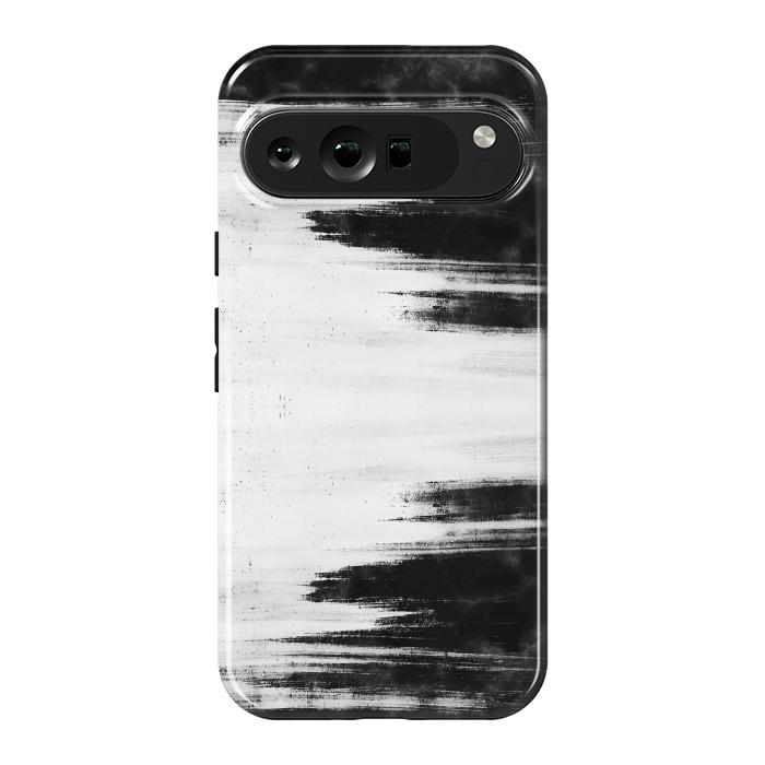 Pixel 9 Pro XL StrongFit Black and white brushed marble by Oana 